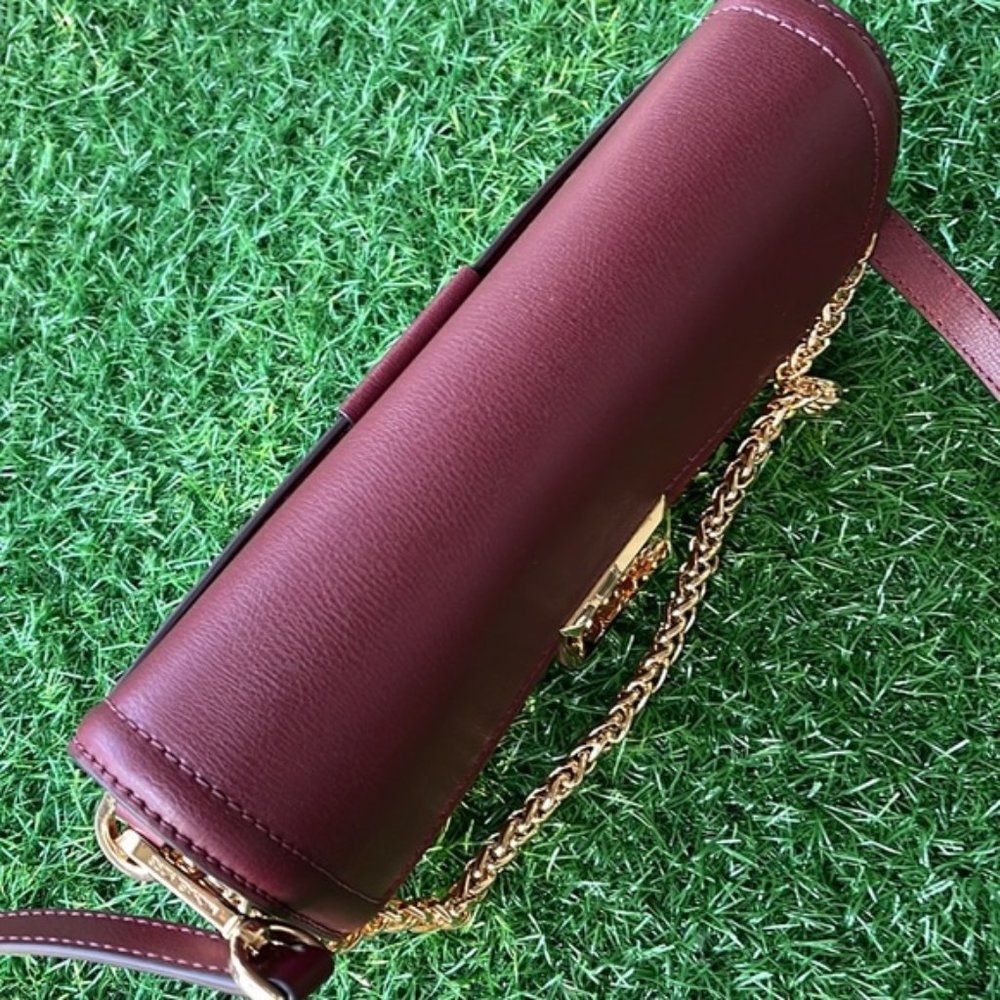 Michael Kors Sonia Medium Leather Shoulder Bag Merlot - Picture 5 of 16